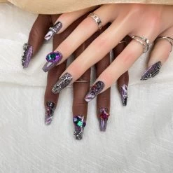 Vynxaria Black Long-Lasting Wearable Nails For Everyday Chic Size M