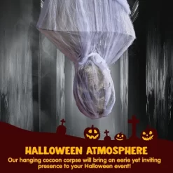 Joyfy 72" Life Size Hanging Cocoon Corpses Props, Halloween Decorations Outdoor For Graveyard Halloween Haunted House, Hanging Skeleton Decorations