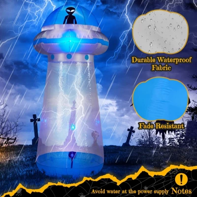 Syemin Decorative Holiday Scene Props Halloween Inflatable UFO Yard Decoration, Fun Tall Blow Up Yard Decor Outdoor, Multicolored, 43.3"*43.3"*106.3" 6 Syemin Decorative Holiday Scene Props Halloween Inflatable UFO Yard Decoration, Fun Tall Blow Up Yard Decor Outdoor, Multicolored, 43.3"*43.3"*106.3" - Image 4