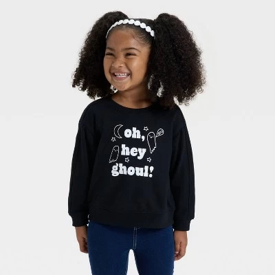 Toddler Girls' Halloween French Terry Pullover - Cat & Jack™ Black 5 Toddler Girls' Halloween French Terry Pullover - Cat & Jack™ Black - Image 4