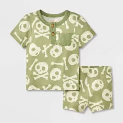 Baby 2pc Halloween Skull & Bones T-Shirt & Bloomer Set - Cat & Jack™ Green -Target GUEST 09bbb474 cdd1 41ce 96ac 44d74dcd8d11