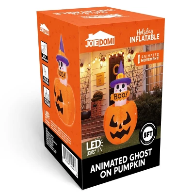 Joyfy 5FT Halloween Inflatables Outdoor Decorations, Animated Inflatable Ghost On Pumpkin With LEDs For Halloween Outdoor Yard Lawn Garden Decoration 10 Joyfy 5FT Halloween Inflatables Outdoor Decorations, Animated Inflatable Ghost On Pumpkin With LEDs For Halloween Outdoor Yard Lawn Garden Decoration - Image 8