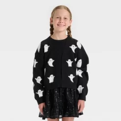 Girls' Long Sleeve Halloween Cardigan Sweater - Cat & Jack™ Black -Target GUEST 0e2c98a6 0261 402d 8cb0 a30cdae5b1e4