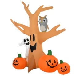 HOMCOM 7.5' Tall Lighted Inflatable Cute Halloween Decoration, Haunted Tree With Owl, Ghost, Pumpkins, Blow Up Outdoor LED Yard Display, Waterproof -Target GUEST 0ee7cc52 4c74 4575 b678 9ec3da609bdd
