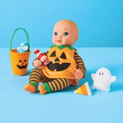 14" Baby Doll Halloween Pumpkin Outfit - Gigglescape™