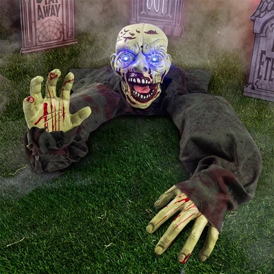 Joyfy Halloween Outdoor Decoration Animated Zombie Groundbreaker With Flashing Eyes For Halloween Yard, Lawn, Patio, Haunted House Decor 3 Joyfy Halloween Outdoor Decoration Animated Zombie Groundbreaker With Flashing Eyes For Halloween Yard, Lawn, Patio, Haunted House Decor