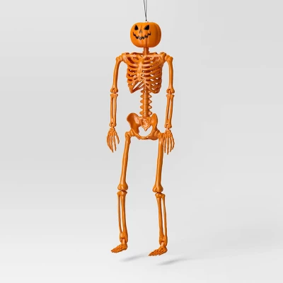 24" Poseable Pumpkin Head Skeleton Halloween Decorative Prop Orange - Hyde And EEK! Boutique™ 3 24" Poseable Pumpkin Head Skeleton Halloween Decorative Prop Orange - Hyde And EEK! Boutique™
