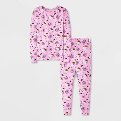 Toddler Girls' 2pc Hello Kitty Long Sleeve Halloween Viscose Snug Fit Pajama Set - Light Pink 6 Toddler Girls' 2pc Hello Kitty Long Sleeve Halloween Viscose Snug Fit Pajama Set - Light Pink - Image 4