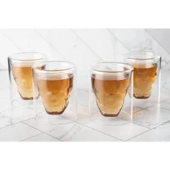 LEMONSODA Old Fashioned Skull Glasses Set Of 4 - (8.5 Fl. Oz)