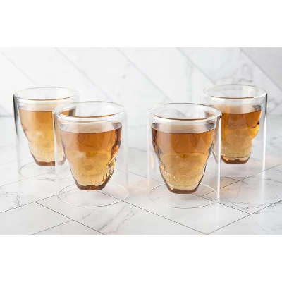 LEMONSODA Old Fashioned Skull Glasses Set Of 4 - (8.5 Fl. Oz) 3 LEMONSODA Old Fashioned Skull Glasses Set Of 4 - (8.5 Fl. Oz)