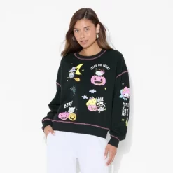 SANRIO Women's Hello Kitty Halloween Graphic Sweatshirt - Black