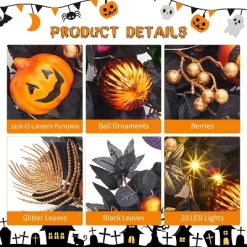 Halloween Wreath For Front Door, 20 Inch Pumpkin Wreaths With 20 LED Lights Ball Ornaments Berries, Pre Lit Halloween Decorations For Indoor Outdoor -Target GUEST 1b38bbf7 28d6 4521 bd4f 42d40ed1eace