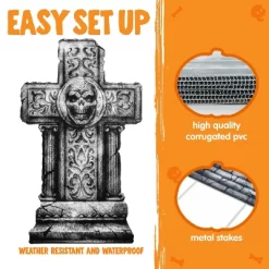 Joyfy 6 Pcs 15.7" Halloween Tombstones Outdoor Cemetery Decor, RIP Plastic Headstones Prop With 12 Metal Stakes For Yard Lawn Graveyard Decor -Target GUEST 1c7e39ba 258f 49aa 9f33 2e3b2edf83ad