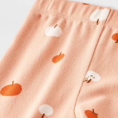 Baby Girls' 2pc Halloween Pumpkin Peplum Flared Leggings Set - Cat & Jack™ Peach Orange 5 Baby Girls' 2pc Halloween Pumpkin Peplum Flared Leggings Set - Cat & Jack™ Peach Orange - Image 3