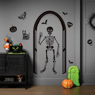 60"x30" Skeleton Unframed Window Cling Wall Art - Hyde And EEK! Boutique™ 3 60"x30" Skeleton Unframed Window Cling Wall Art - Hyde And EEK! Boutique™