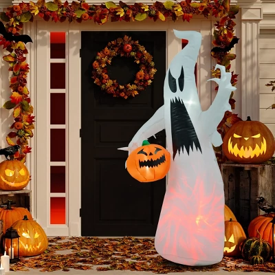 Syemin Decorative Holiday Scene Props Halloween Inflatable Outdoor Decoration Ghost With Pumpkin, Blow Up Yard Decor, White, 41.3"*25.5"*70.8" 3 Syemin Decorative Holiday Scene Props Halloween Inflatable Outdoor Decoration Ghost With Pumpkin, Blow Up Yard Decor, White, 41.3"*25.5"*70.8"