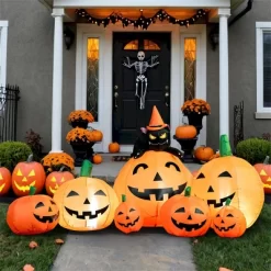 Joyfy 7 FT Long Halloween Inflatables 7 Pumpkins Patch With Witch's Cat With LED Lights For Halloween Outdoor Garden Yard Lawn Decoration -Target GUEST 234712f6 6757 4d2f 8705 aff2acdd811e