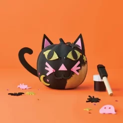 Halloween Craft Embellished Paper Mache Cat Pumpkin Painting Kit - Mondo Llama™