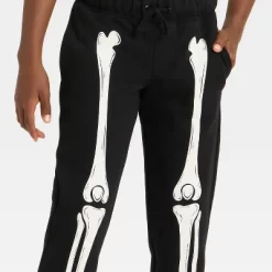 Boys' Pull-On "Glow In The Dark" Halloween Skeleton Sweatpants - Cat & Jack™ Black