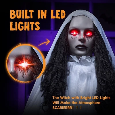 Joyfy 67’’ Halloween Animatronics Standing Bride Ghost Decoration, Life-Size Scary Ghost With Creepy Sound For Yard Lawn Outdoor Indoor Decoration 3 Joyfy 67’’ Halloween Animatronics Standing Bride Ghost Decoration, Life-Size Scary Ghost With Creepy Sound For Yard Lawn Outdoor Indoor Decoration