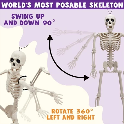 Joyfy 1/2 PCS 24" Posable Skeleton Halloween Decorative Props For Indoor/Outdoor Halloween Decorations, Graveyard Haunted House Spooky Scene Party 5 Joyfy 1/2 PCS 24" Posable Skeleton Halloween Decorative Props For Indoor/Outdoor Halloween Decorations, Graveyard Haunted House Spooky Scene Party - Image 3