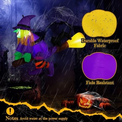 Karl Home 3.9 FT Halloween Inflatable Witch Riding Broom Broke Out From Window Outdoor Decorations 6 Karl Home 3.9 FT Halloween Inflatable Witch Riding Broom Broke Out From Window Outdoor Decorations - Image 4