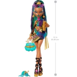 Monster High Nefera De Nile Doll With Pet Scarab Lavish And 7 Accessories Like Purse And Snacks