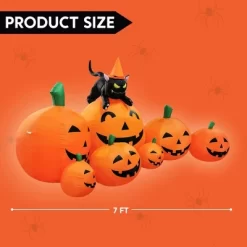 Joyfy 7 FT Long Halloween Inflatables 7 Pumpkins Patch With Witch's Cat With LED Lights For Halloween Outdoor Garden Yard Lawn Decoration -Target GUEST 349bcb53 1b50 4d22 a711 fc1f686b25c6
