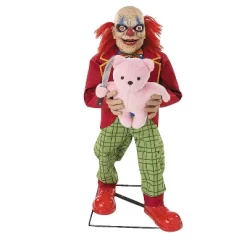 Morris Costumes 4 Ft. Animated Creepy Clown With Pink Bear Halloween Decoration