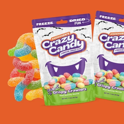 Crazy Candy Freeze Dried Halloween Candy - Sour Crispy Crawlers - 1.5oz 6 Crazy Candy Freeze Dried Halloween Candy - Sour Crispy Crawlers - 1.5oz - Image 4