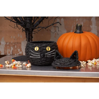 C&F Home Black Cat Hand Woven Trick-or-Treat Candy Container 3 C&F Home Black Cat Hand Woven Trick-or-Treat Candy Container