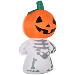 HOMCOM 70.75 " Inflatable Halloween Skeleton Ghost Pumpkin Head, Blow-Up LED Yard Display W/ Rotating Colorful Light Outdoor For Garden, Lawn, Party -Target GUEST 40a304e1 ecae 4455 8856 bb27f0d28bc8