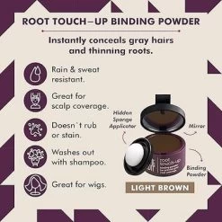 Style Edit Root Touch Up Powder For LIGHT BROWN Hair Gray Hair Cover-up Root Concealer For Grey, White Hair (0.13 Oz Tub)