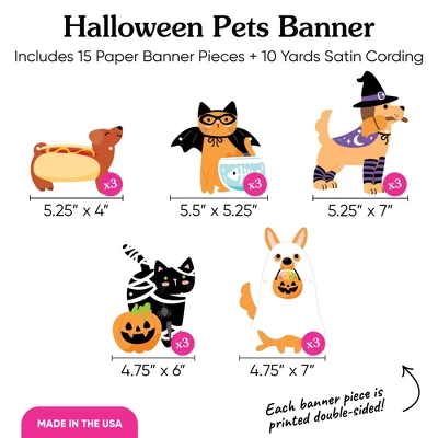 Big Dot Of Happiness Halloween Pets Garland Banner, Cat And Dog Costume Party Decorations Backdrop, 30 Feet Of Cord, 15 Paper Howlween Pet Shapes 5 Big Dot Of Happiness Halloween Pets Garland Banner, Cat And Dog Costume Party Decorations Backdrop, 30 Feet Of Cord, 15 Paper Howlween Pet Shapes - Image 3