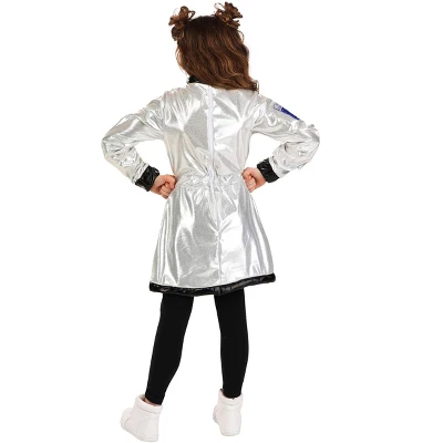 HalloweenCostumes.com Kid's Astronaut Costume Dress, Intergalactic Space Suit, Metallic Cosmic Halloween Costume For Girls 5 HalloweenCostumes.com Kid's Astronaut Costume Dress, Intergalactic Space Suit, Metallic Cosmic Halloween Costume For Girls - Image 3