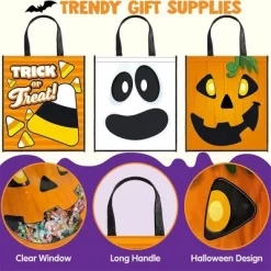 Joyfy Halloween Party Favors 3PCS Large See Through Tote Bags With Handles Trick Or Treat Bag Party Supplies For Candies Biscuits Cards 22.5" X 13.75" -Target GUEST 551f9e0e 1c84 45f9 a87e f3cbf40d850e