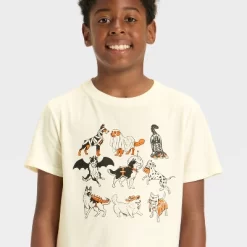 Boys' Short Sleeve Halloween Dogs Graphic T-Shirt - Cat & Jack™ Cream