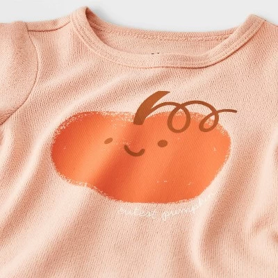 Baby Girls' 2pc Halloween Pumpkin Peplum Flared Leggings Set - Cat & Jack™ Peach Orange 4 Baby Girls' 2pc Halloween Pumpkin Peplum Flared Leggings Set - Cat & Jack™ Peach Orange - Image 2