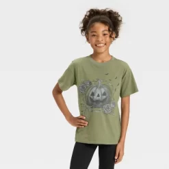 Girls' Short Sleeve Oversized Halloween Graphic T-Shirt - Cat & Jack™ Olive Green -Target GUEST 590c5110 e73a 4675 831a 98a0508550bc