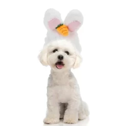 Unique Bargains Halloween Rabbit Pet Headwear White Pink Orange 1 Pc
