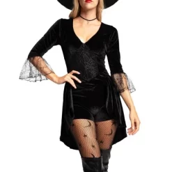 Womens Fancy Witch Halloween Costume W/ Hat - Black Velour Witch Outfit For Adult -Target GUEST 5966042e f1b1 44ae 8de2 7945e0e95cf7