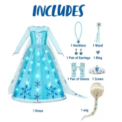 Joyfy Halloween Ice Princess Dress Costume For Girls Kids , Light-Up Princess Dress Up Cosplay Party Decor, Sequin Gown For Birthday -Target GUEST 5b8f703b 6ac7 4011 8de0 d920612fca80