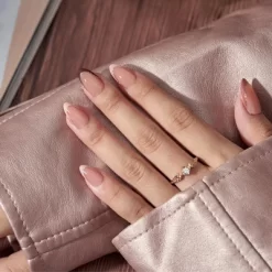 BTArtboxnails XCOATTIP® Press-On Nails - Brown Pastel French - Almond Nails, Square Nails, Coffin Nails -160ct