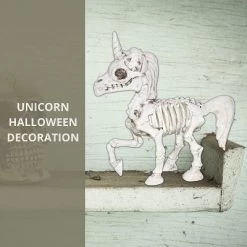Unicorn Halloween Skeleton Decoration Tabletop Indoor Outdoor Decorations, Creepy Posable Figurine, 7 Inches