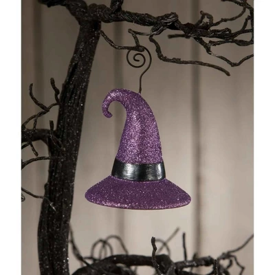 Bethany Lowe 4.5 Inch Witch Hat Purple Glitter Halloween Tree Ornament , Halloween Decor Halloween Place Card Holder (1PC) 4 Bethany Lowe 4.5 Inch Witch Hat Purple Glitter Halloween Tree Ornament , Halloween Decor Halloween Place Card Holder (1PC) - Image 2