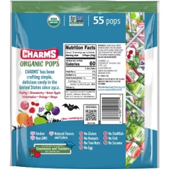 Charms Organic Halloween Chewy Gummy Pops Candy - 9.89oz/55ct