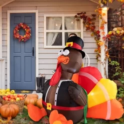Joyfy 6 FT Thanksgiving Turkey Inflatable Decorations, LED Light Up Turkey With Pilgrim Hat, Blow Up Halloween Turkey For Outdoor Yard Garden Decor -Target GUEST 6124b364 10d0 43b4 b4d0 b1fecdf4e85c