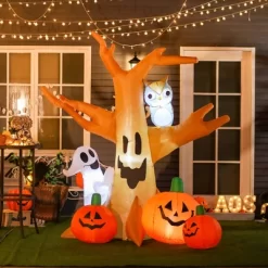 HOMCOM 7.5' Tall Lighted Inflatable Cute Halloween Decoration, Haunted Tree With Owl, Ghost, Pumpkins, Blow Up Outdoor LED Yard Display, Waterproof -Target GUEST 6521aef5 e6e9 44f8 8825 b937bf1b4274