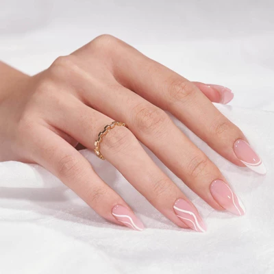 BTArtbox Press-On Nails - White Swirl - M Almond - 30ct 5 BTArtbox Press-On Nails - White Swirl - M Almond - 30ct - Image 3