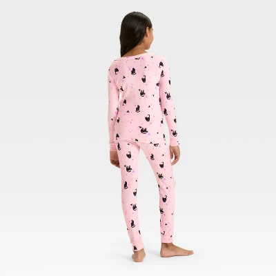 Kids' Long Sleeve Halloween Witch Cats Snuggly Soft Pajama Set - Cat & Jack™ Pink 3 Kids' Long Sleeve Halloween Witch Cats Snuggly Soft Pajama Set - Cat & Jack™ Pink